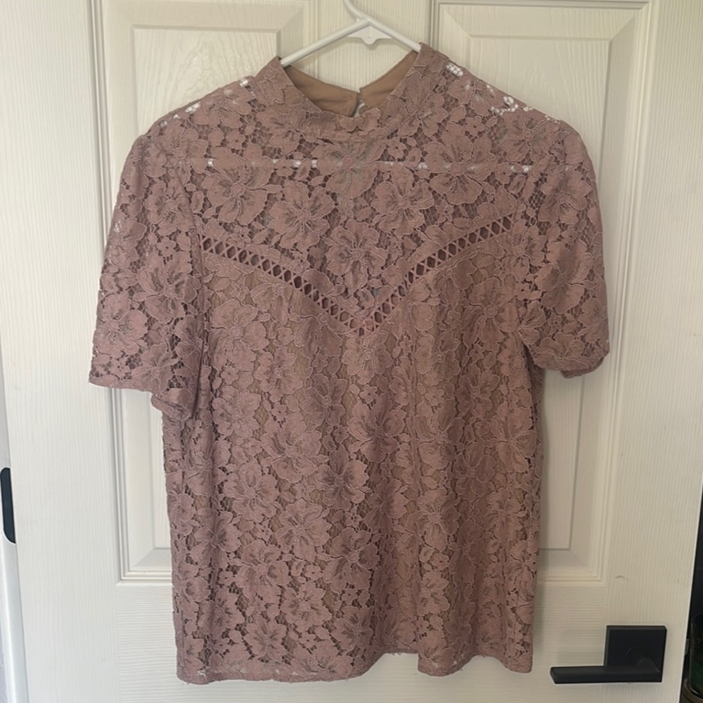 Wayf Elegant Lace Top in Blush Pink Nude - Picture 2 of 12